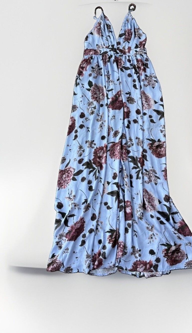 SHEIN Blue Floral Maxi Dress Size M Romantic Flowy Long
